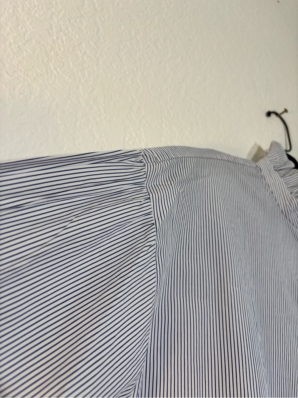 NWT Nordstrom Signature Blue Striped Ruffle Button-Down Blouse Long Sleeve Small - Picture 9 of 14